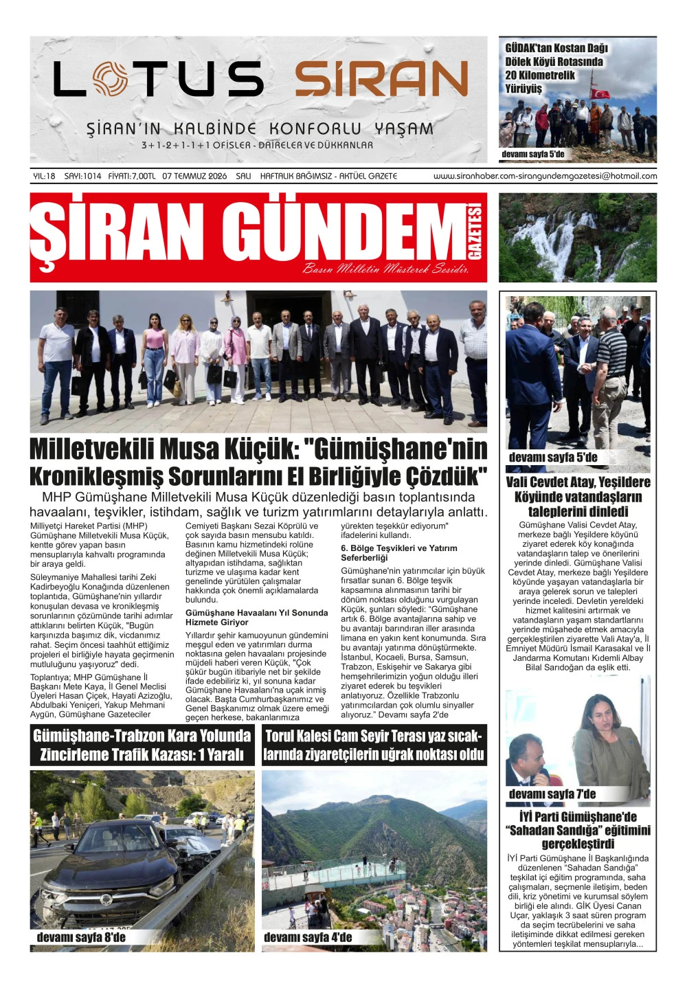 ŞİRAN G&Uuml;NDEM GAZETESİ