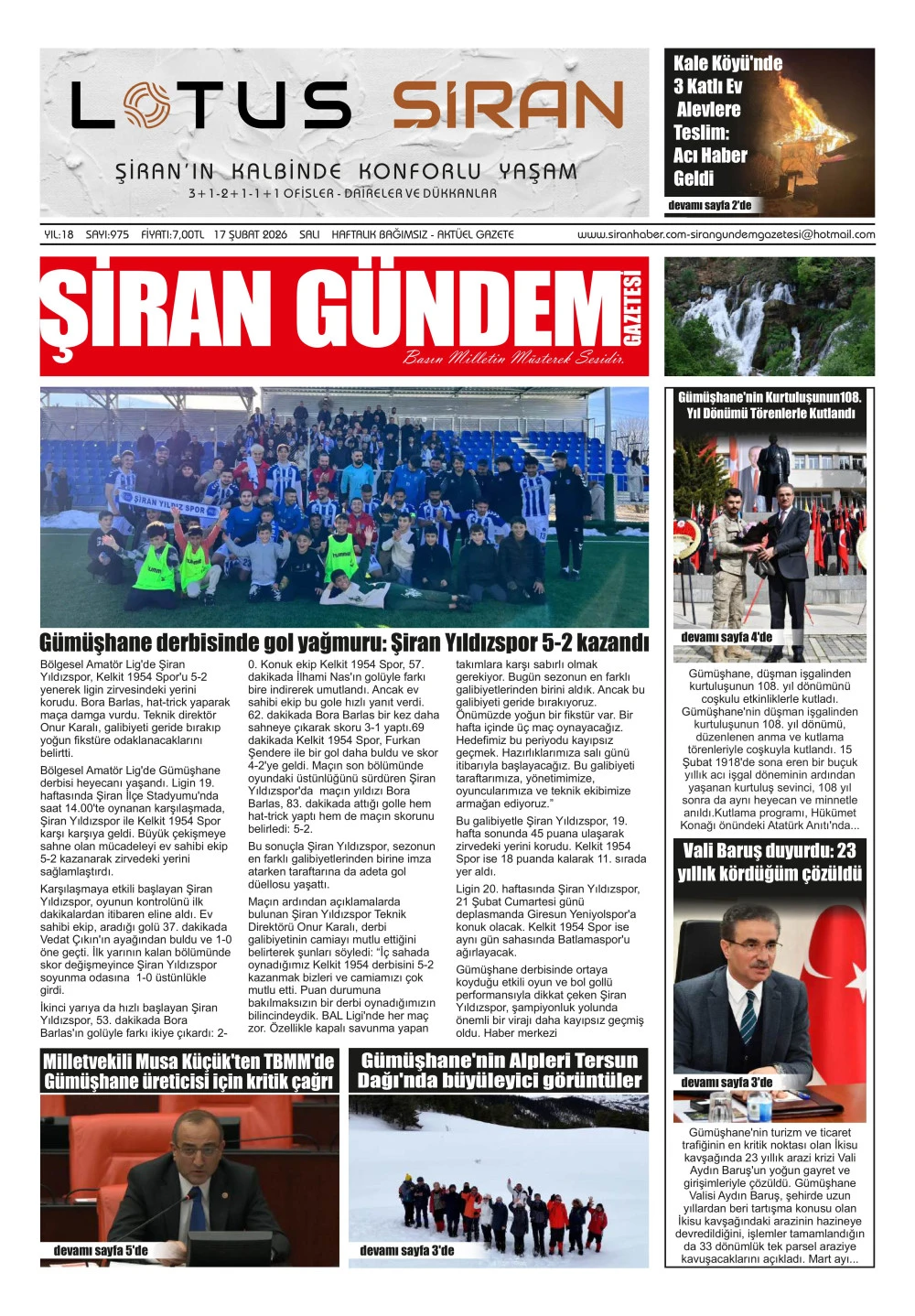ŞİRAN G&Uuml;NDEM GAZETESİ
