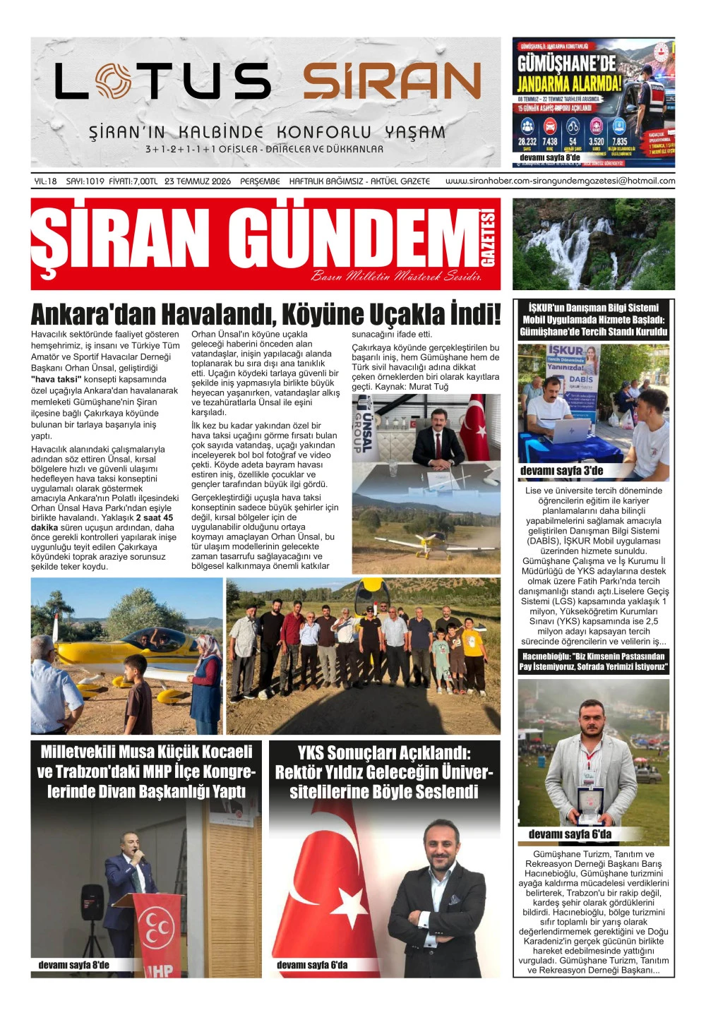ŞİRAN G&Uuml;NDEM GAZETESİ