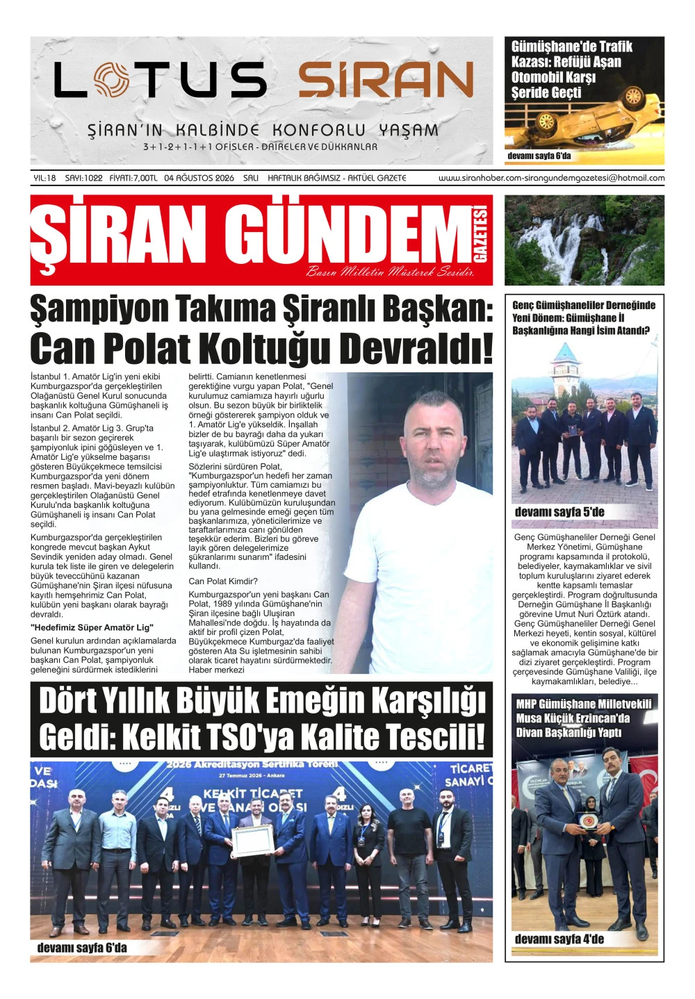 ŞİRAN G&Uuml;NDEM GAZETESİ