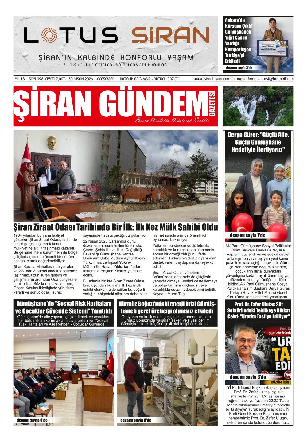 ŞİRAN G&Uuml;NDEM GAZETESİ