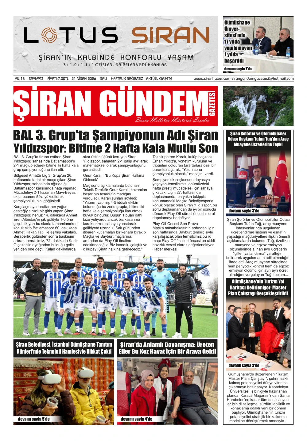 ŞİRAN G&Uuml;NDEM GAZETESİ