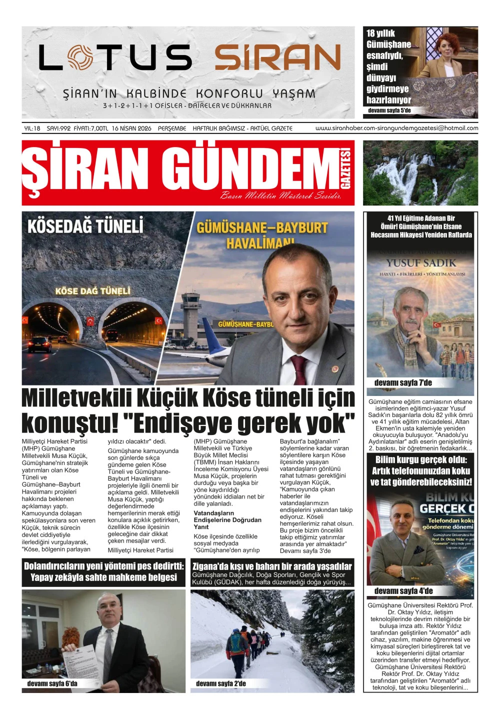 ŞİRAN G&Uuml;NDEM GAZETESİ