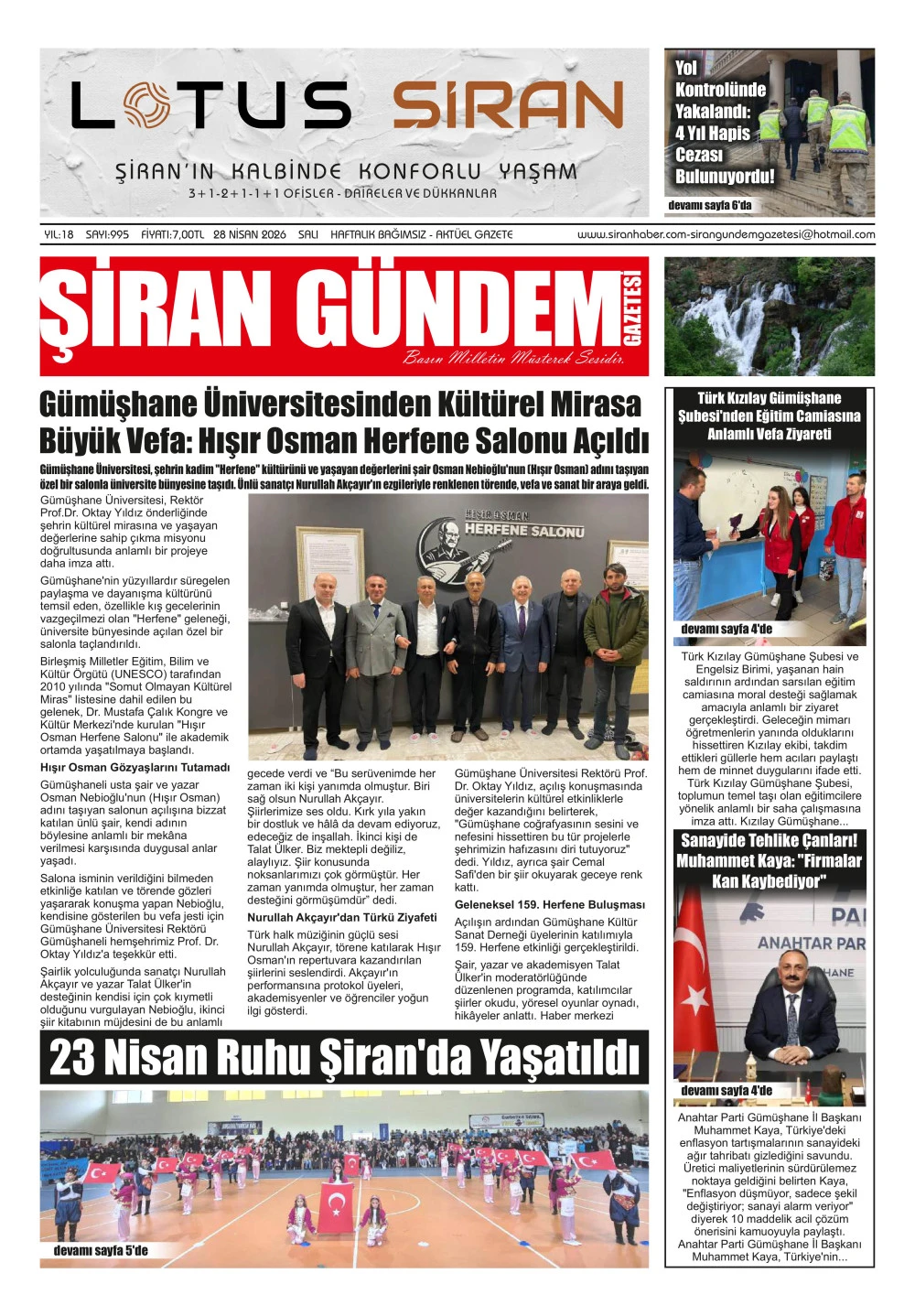 ŞİRAN G&Uuml;NDEM GAZETESİ