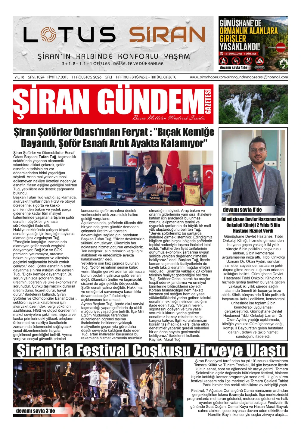 ŞİRAN G&Uuml;NDEM GAZETESİ