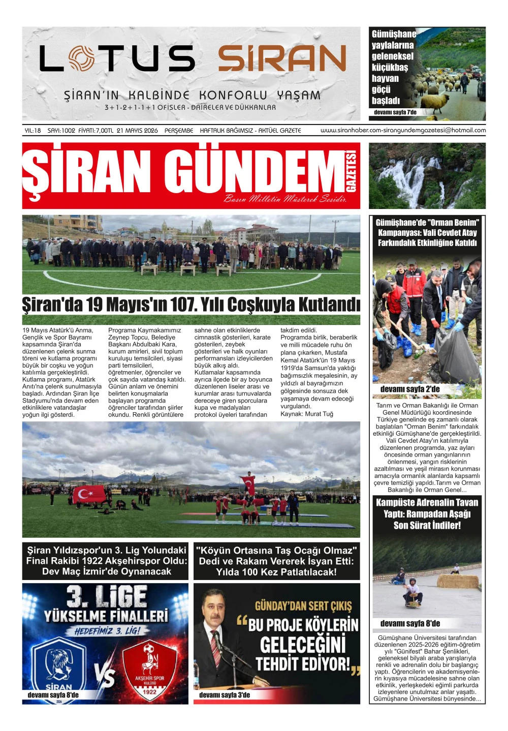 ŞİRAN G&Uuml;NDEM GAZETESİ