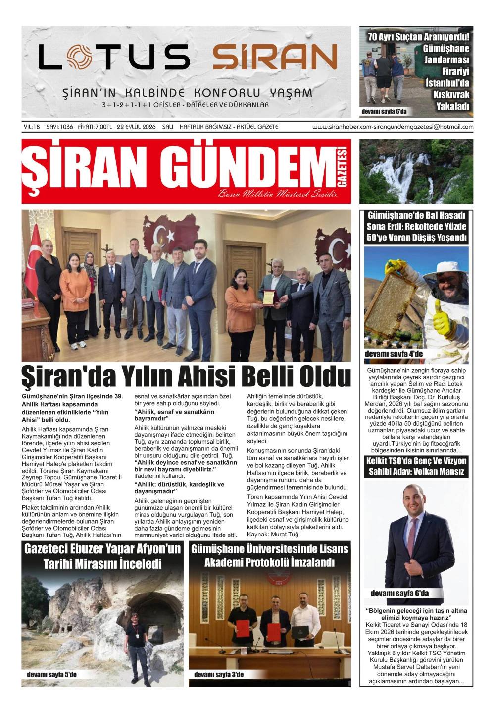ŞİRAN G&Uuml;NDEM GAZETESİ