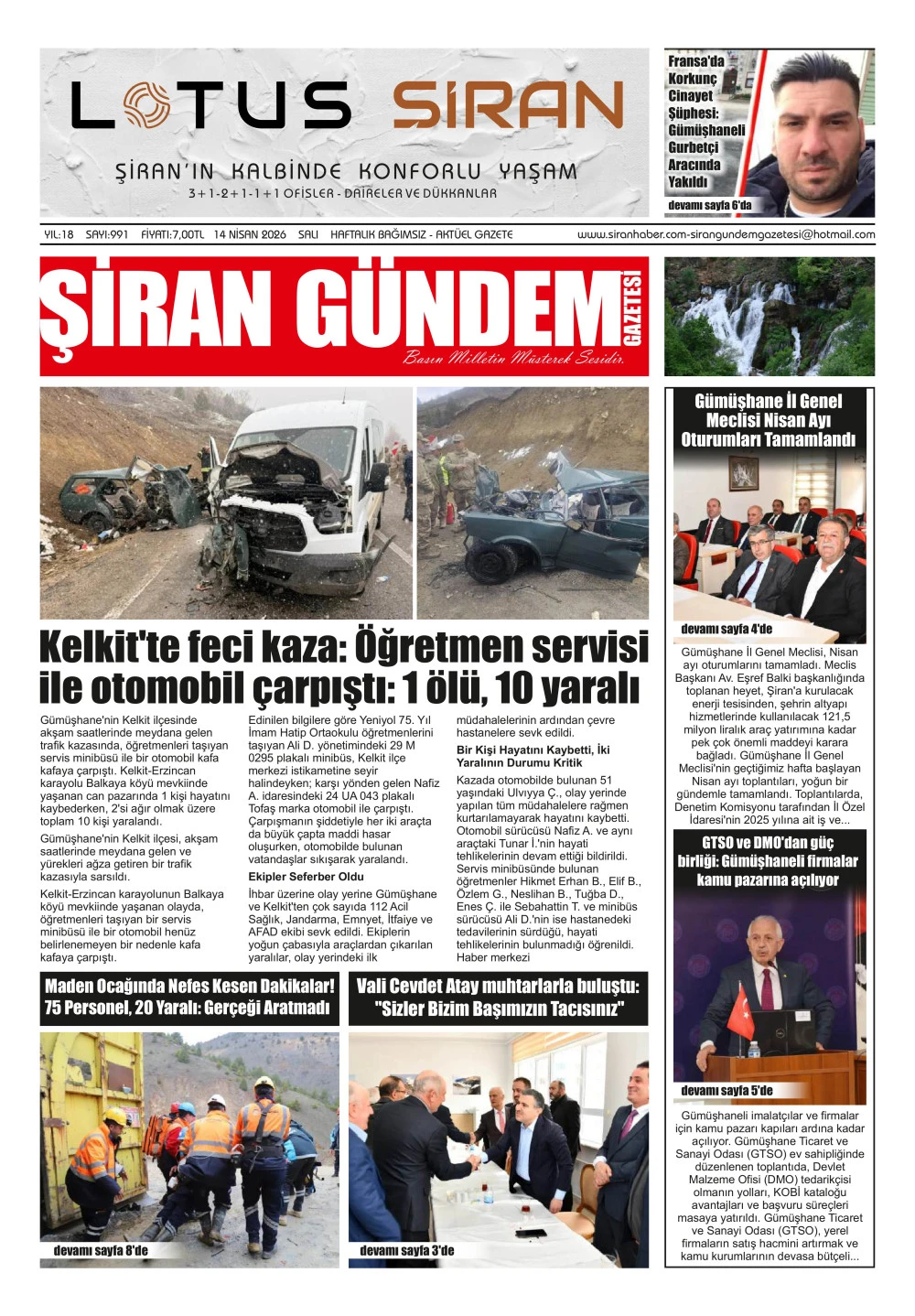 ŞİRAN G&Uuml;NDEM GAZETESİ
