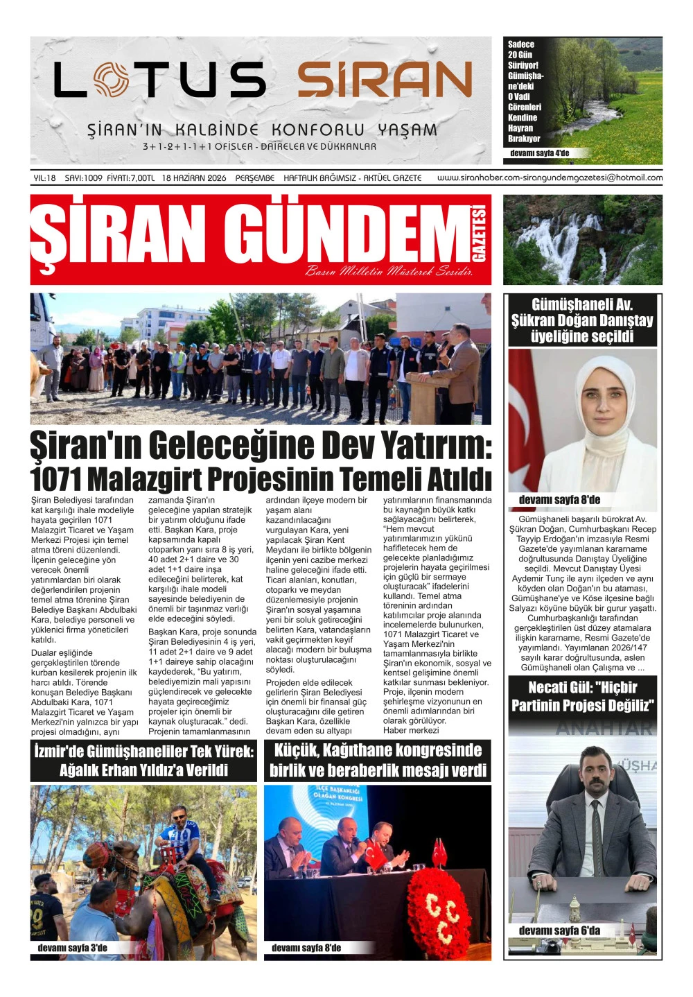 ŞİRAN G&Uuml;NDEM GAZETESİ