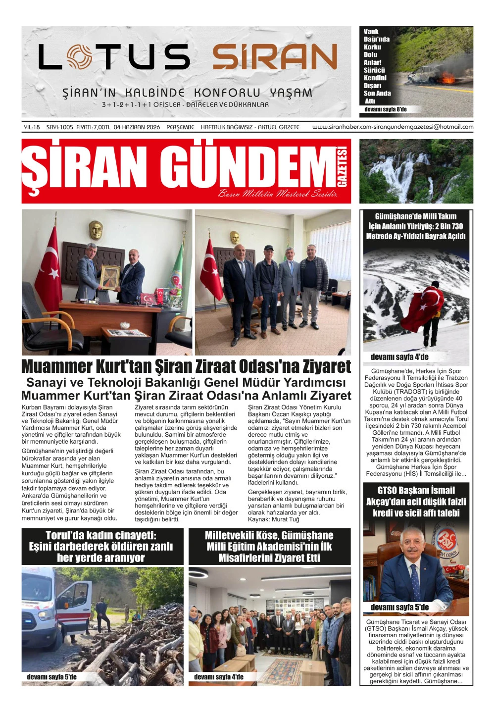 ŞİRAN G&Uuml;NDEM GAZETESİ