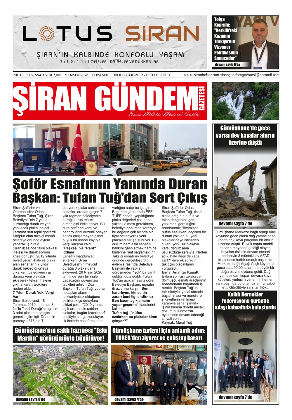 ŞİRAN G&Uuml;NDEM GAZETESİ