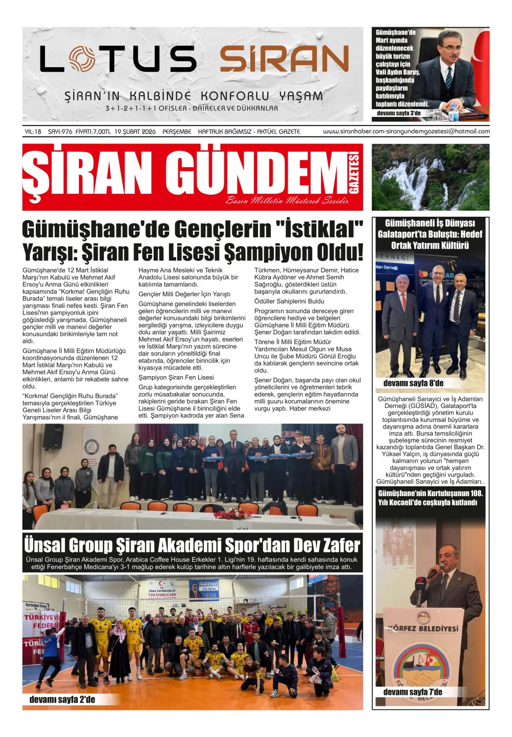 ŞİRAN G&Uuml;NDEM GAZETESİ
