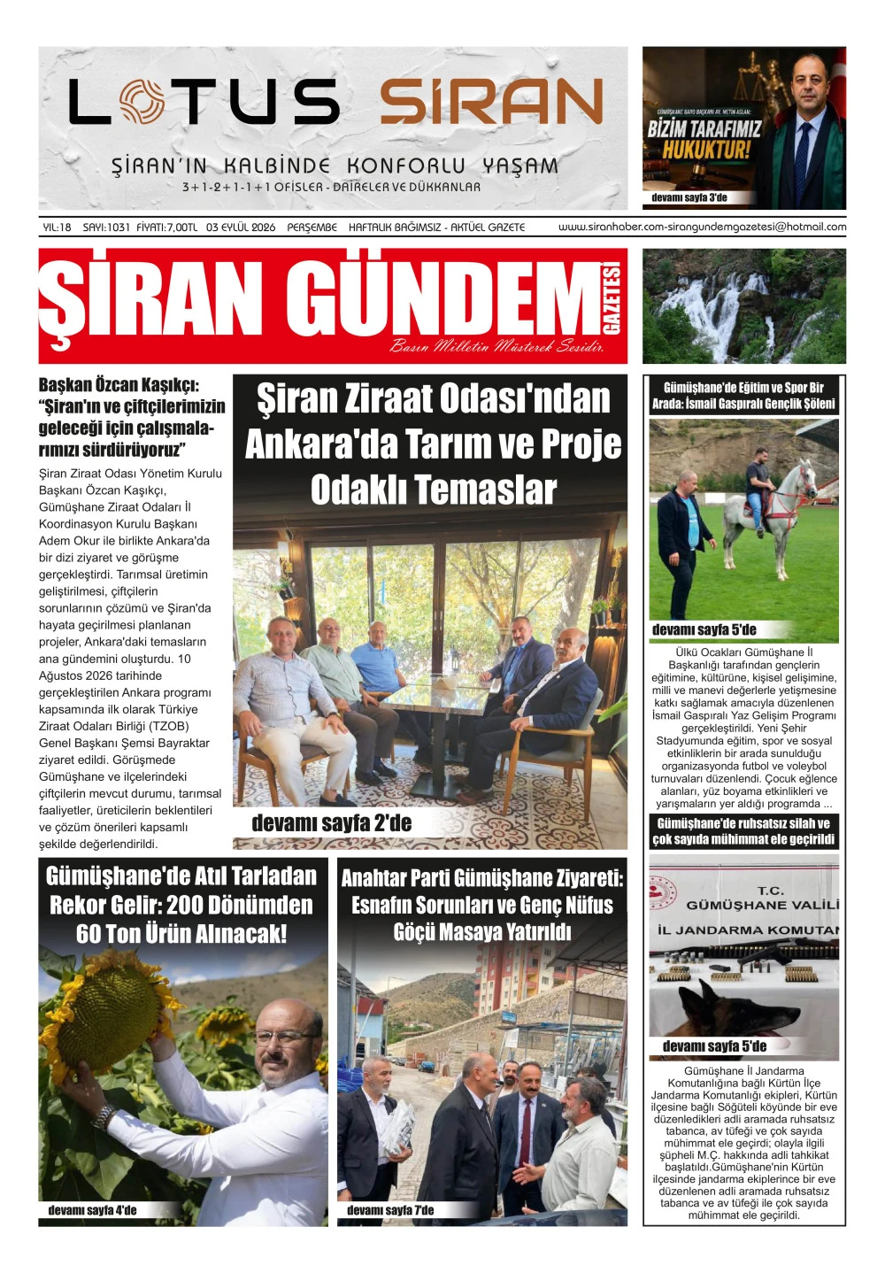 ŞİRAN G&Uuml;NDEM GAZETESİ