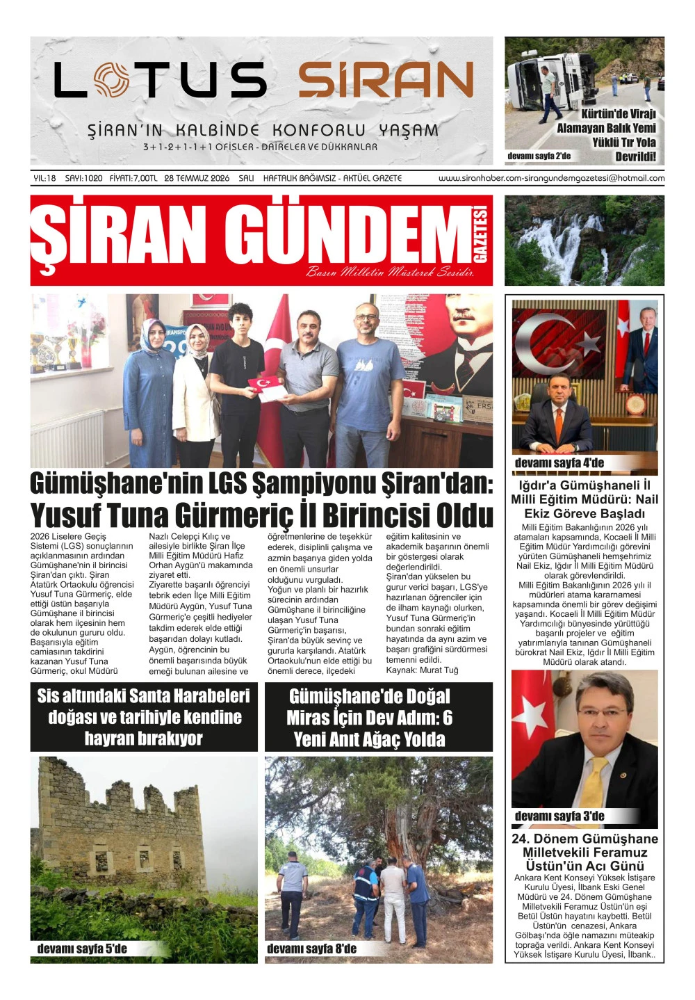 ŞİRAN G&Uuml;NDEM GAZETESİ