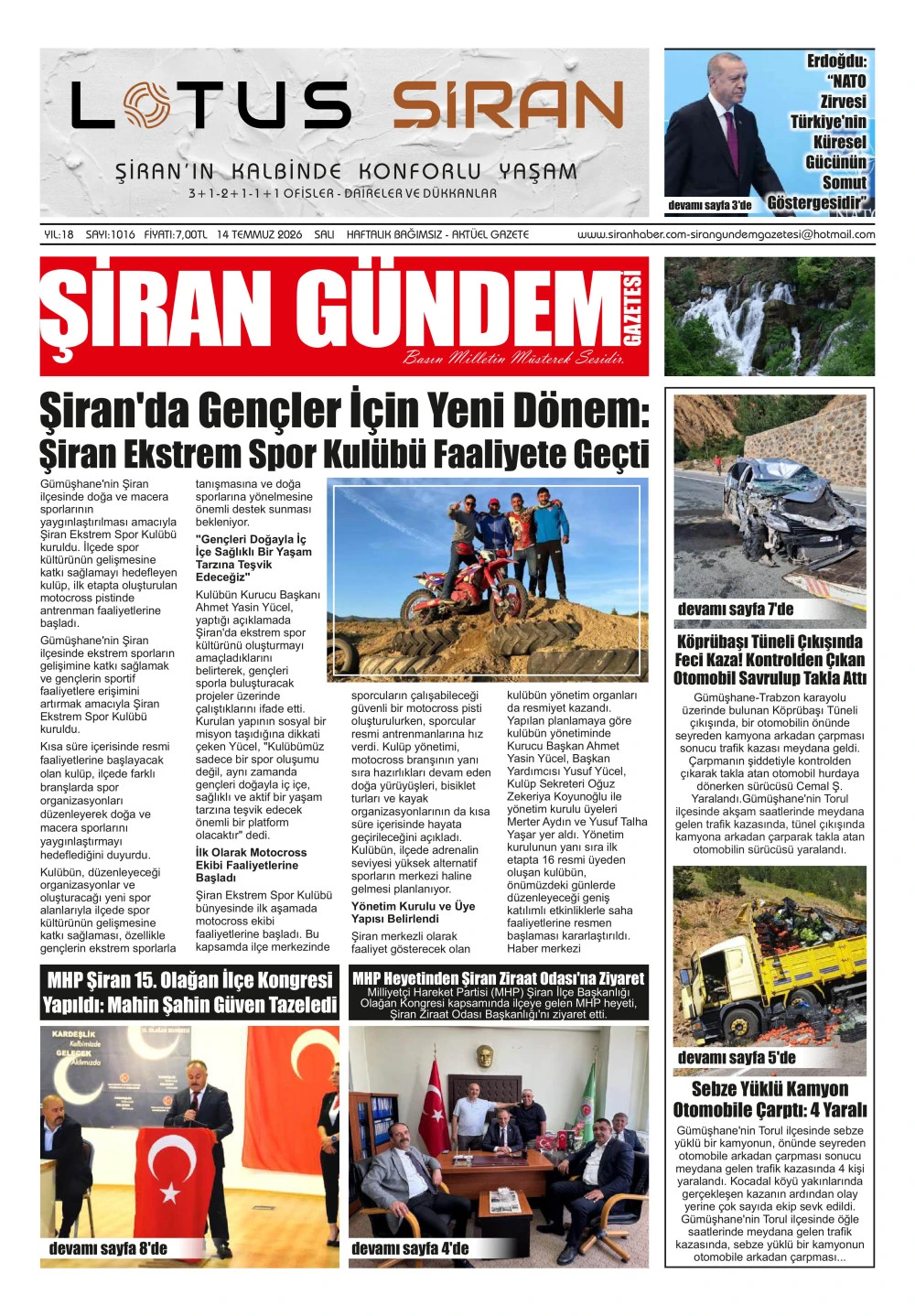 ŞİRAN G&Uuml;NDEM GAZETESİ