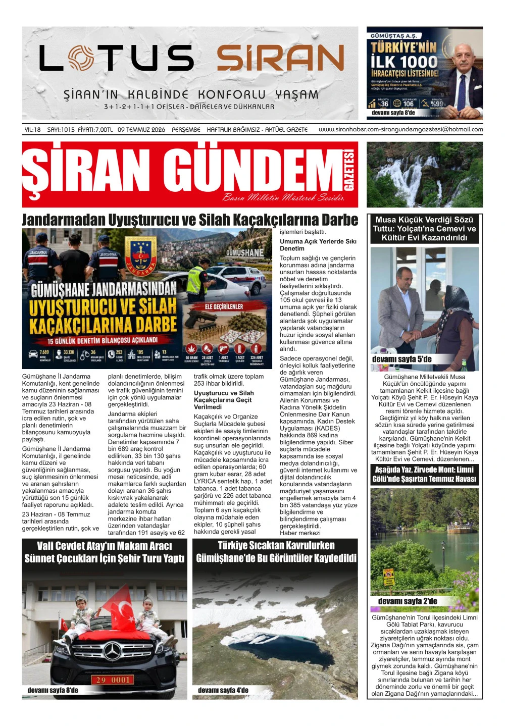ŞİRAN G&Uuml;NDEM GAZETESİ