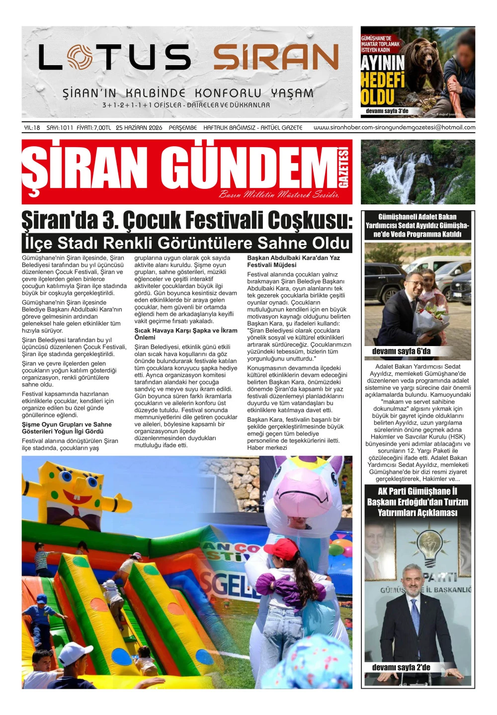 ŞİRAN G&Uuml;NDEM GAZETESİ