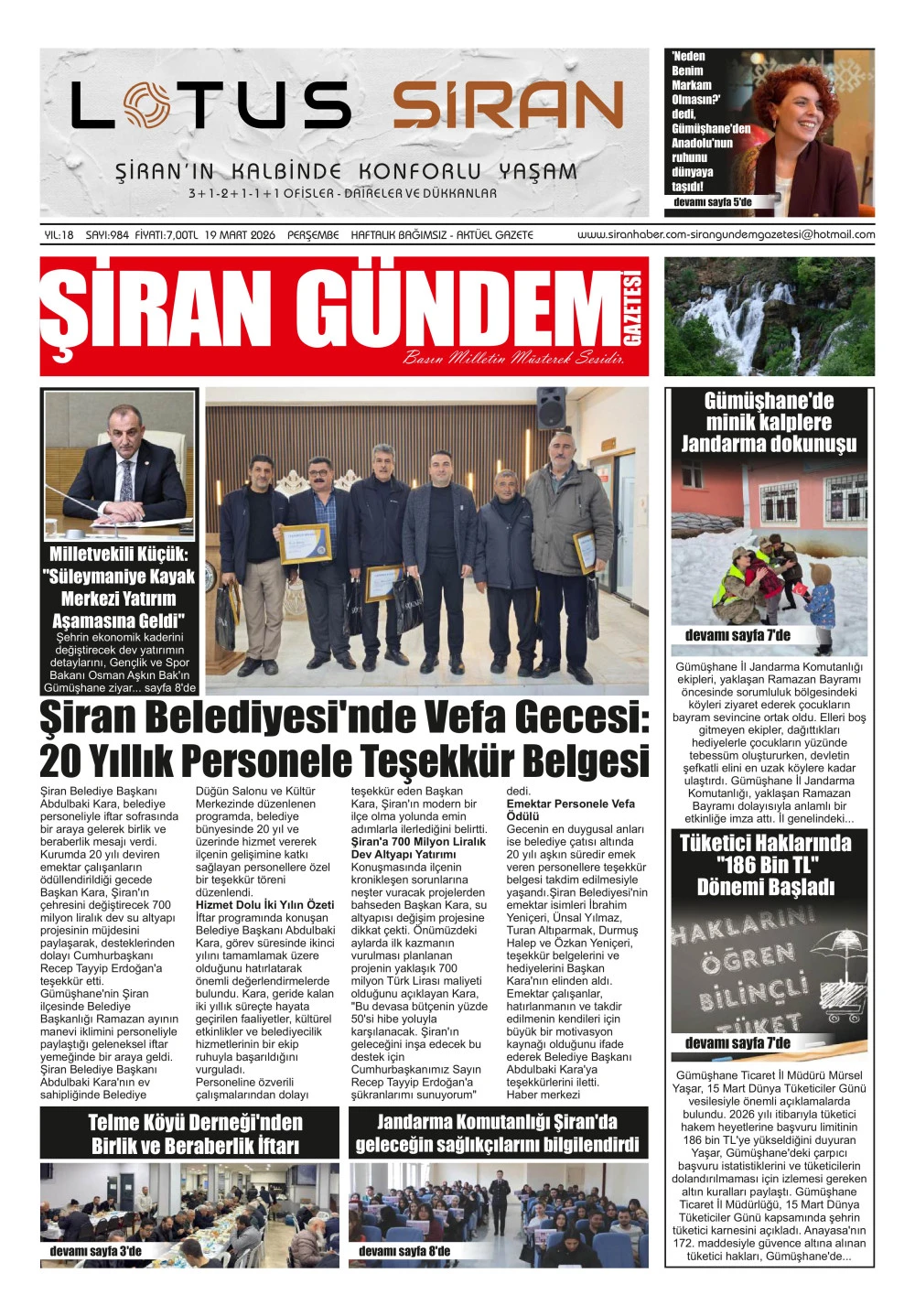 ŞİRAN G&Uuml;NDEM GAZETESİ