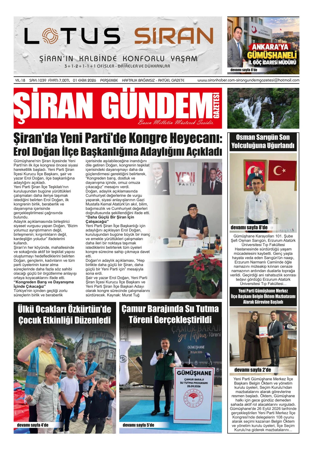 ŞİRAN G&Uuml;NDEM GAZETESİ