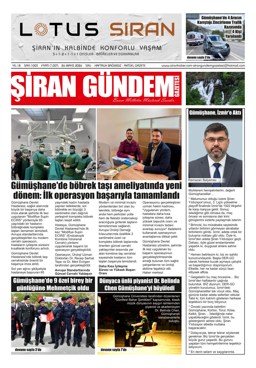 ŞİRAN G&Uuml;NDEM GAZETESİ