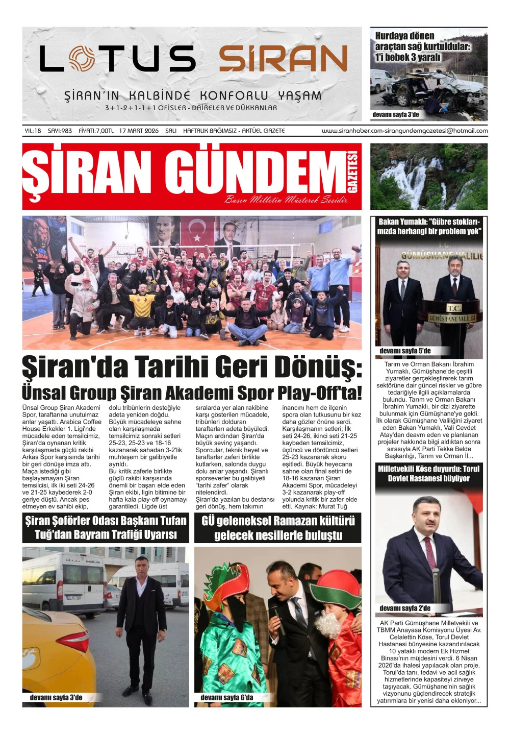 ŞİRAN G&Uuml;NDEM GAZETESİ