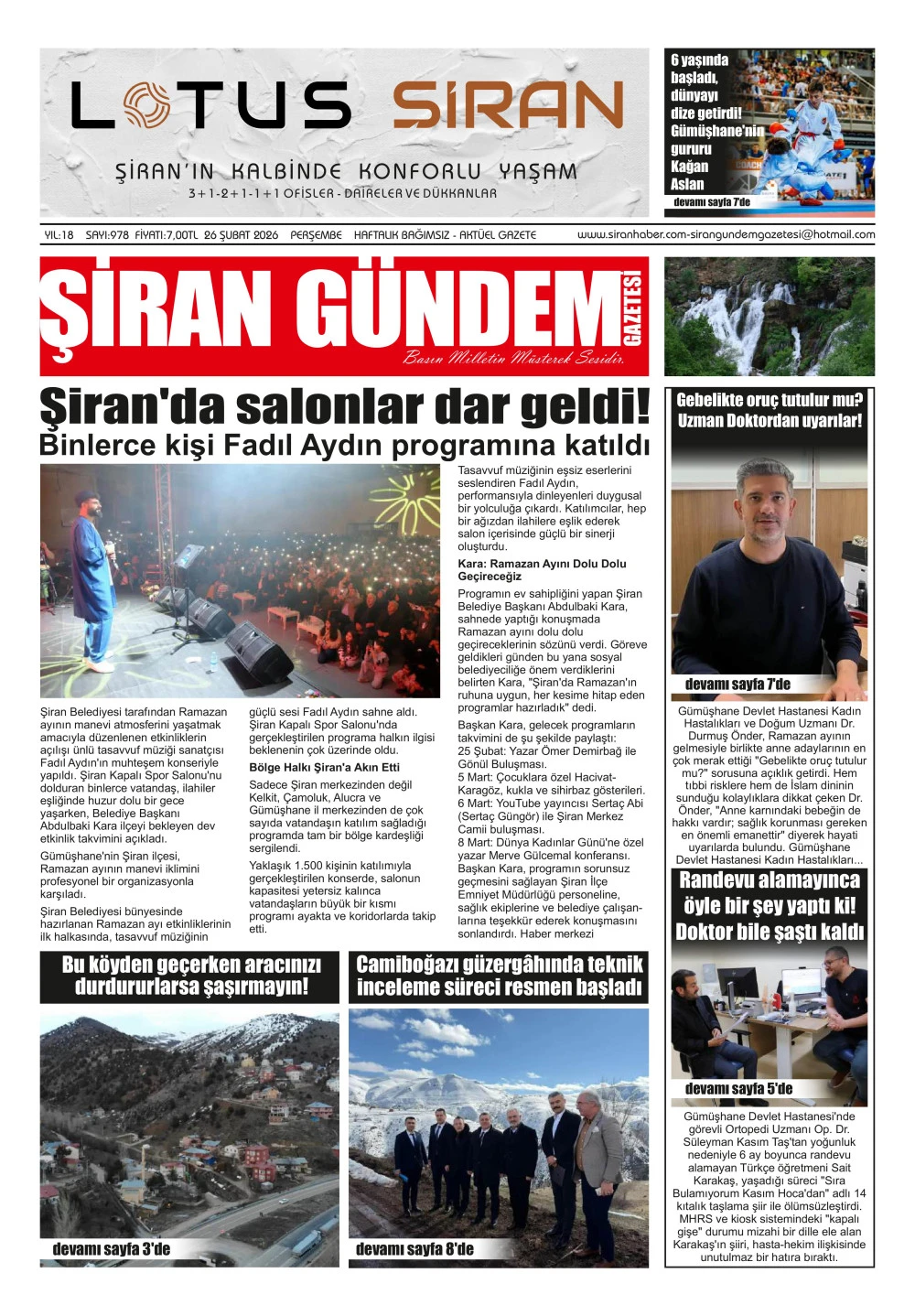 ŞİRAN G&Uuml;NDEM GAZETESİ