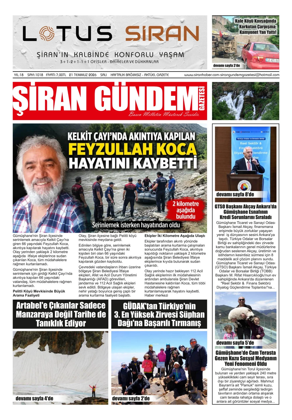 ŞİRAN G&Uuml;NDEM GAZETESİ