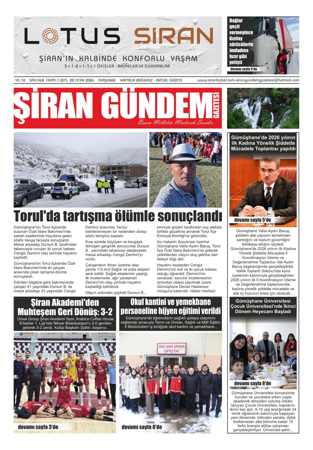 ŞİRAN G&Uuml;NDEM GAZETESİ