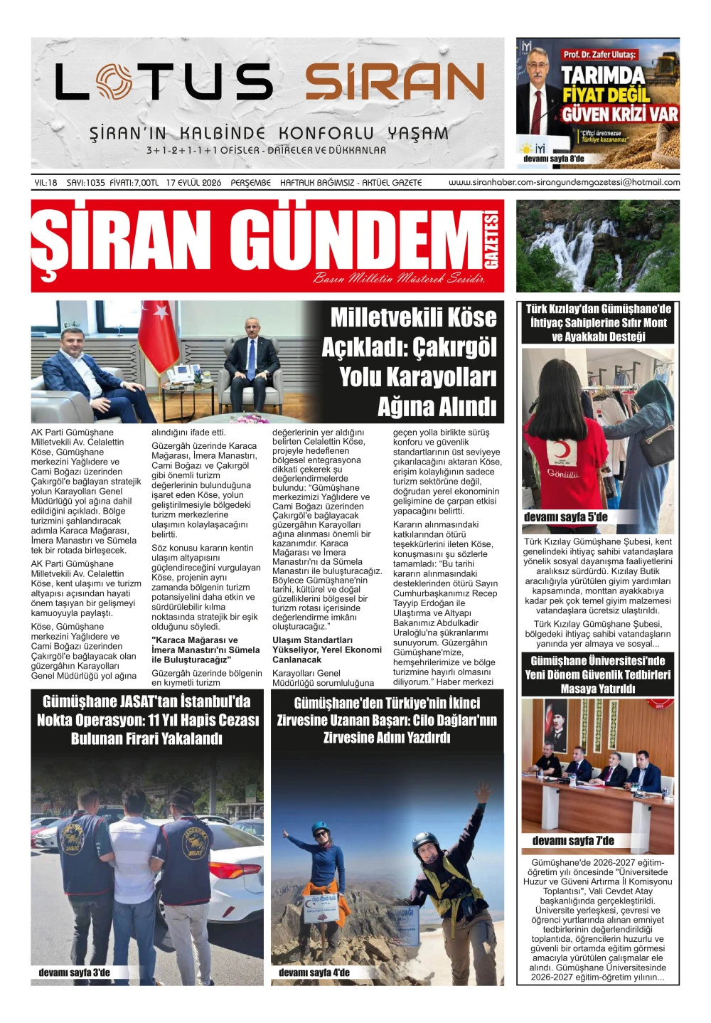 ŞİRAN G&Uuml;NDEM GAZETESİ